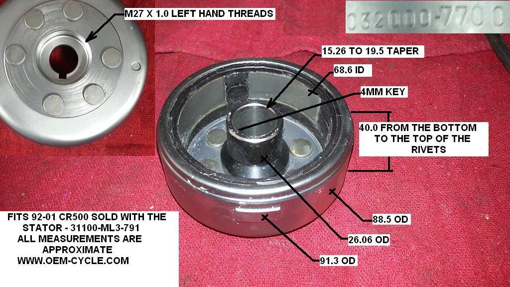 CR500 HONDA FLYWHEEL 92-01 OEM-CYCLE.COM MEASUREMENTS AND PICS.JPG