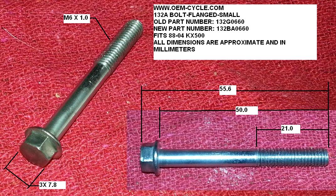 132BA0660 132A BOLT-FLANGED-SMALL MEASUREMENTS PICS SPECS WWW.OEM-CYCLE.COM.JPG