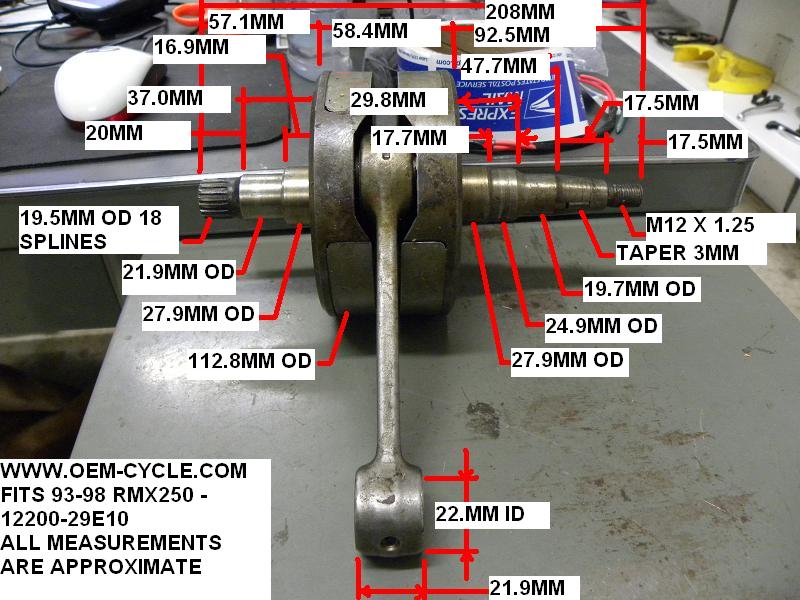12200-29E10 - PICS AND MEASUREMENTS - FITS 93-98 RMX250